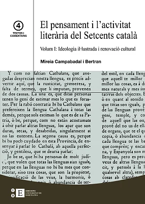 Pensament i l’activitat literària del Setcens català  Vol.I: Ideologia il.lustrada i renovació cultural, El Pensament i l’activitat literària del Setcens català  Vol.I: Ideologia il.lustrada i renovació cultural, El