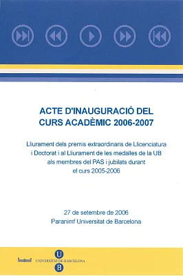DVD Acte d’inauguració del curs acadèmic 2006-2007