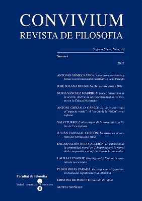Convivium. Revista de Filosofia núm. 20 Convivium. Revista de Filosofia núm. 20