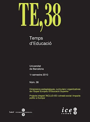 Temps d’Educació 38. Dimensions pedagògiques de l’Espai Europeu d’Educació Superior. Projecte integrat "INCLUD-ED: cohesió social i impacte polític a Europa" Temps d’Educació 38. Dimensions pedagògiques de l’Espai Europeu d’Educació Superior. Projecte integrat "INCLUD-ED: cohesió social i impacte polític a Europa"