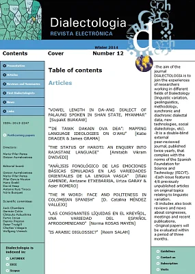 Dialectologia,12. Revista electrònica Dialectologia,12. Revista electrònica