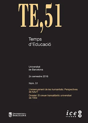 Temps d’Educació 51. L’ensenyament de les humanitats: Perspectives de futur?. Dossier: El creuer transatlàntic universitari de 1934 Temps d’Educació 51. L’ensenyament de les humanitats: Perspectives de futur?. Dossier: El creuer transatlàntic universitari de 1934
